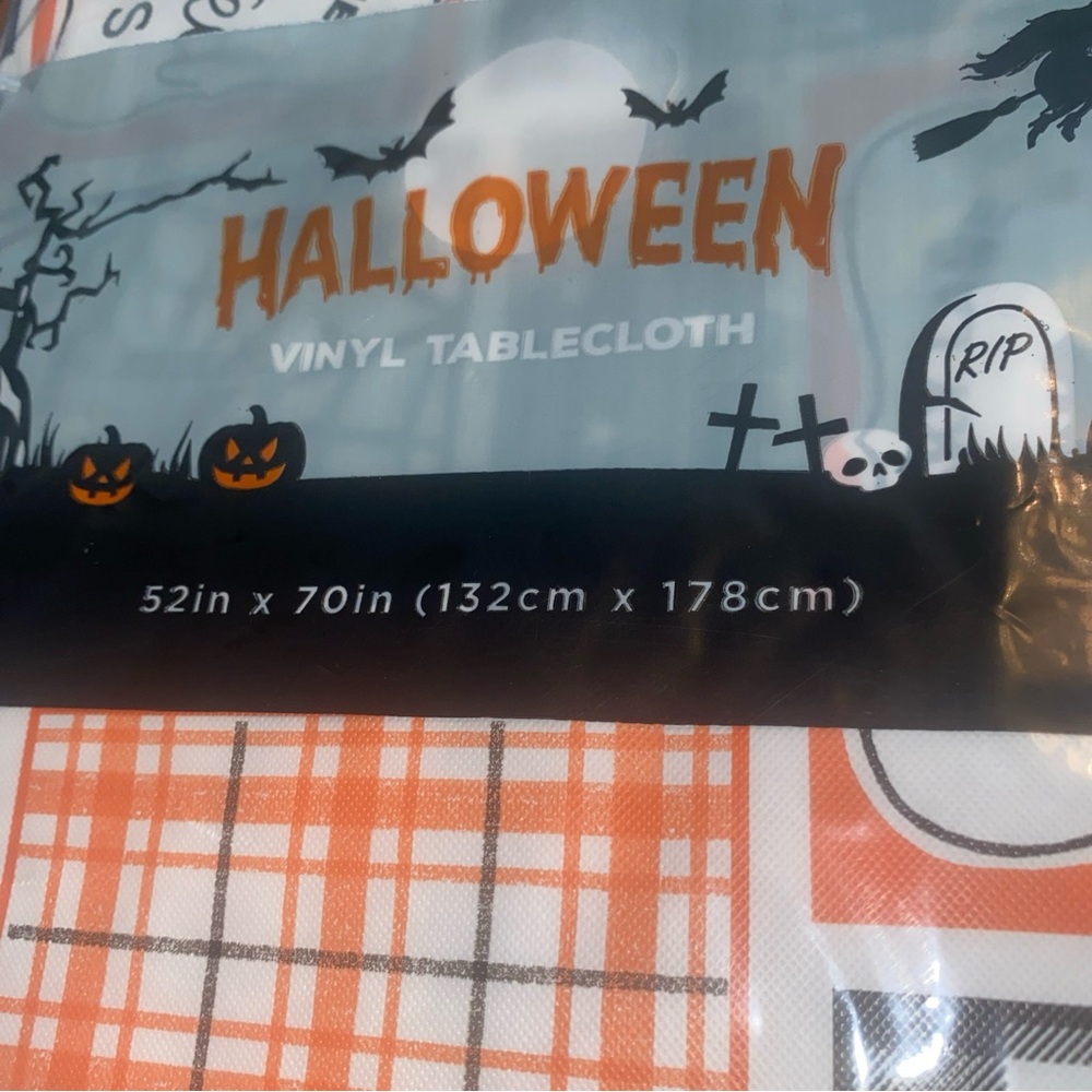 Halloween flannel backed tablecloth 52x 70 oblong NWT sealed patchwork